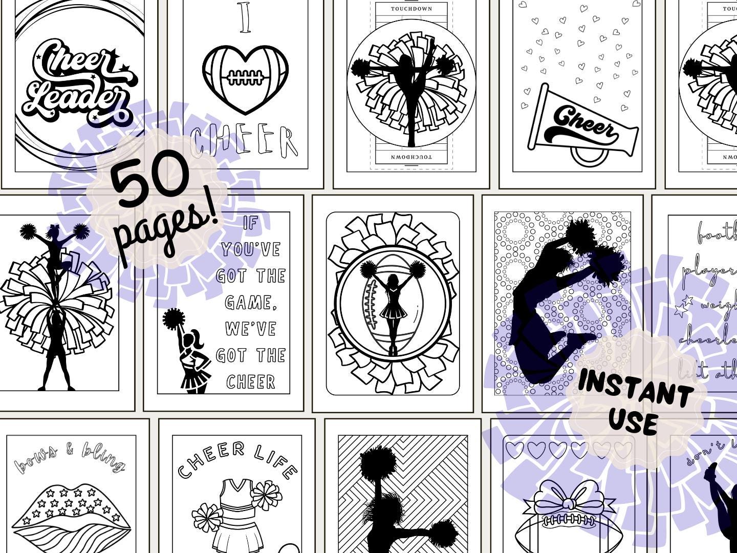 Printable Cheer Cheer Coloring Pages, Cheerleading Printable Sheets PDF, Peprally ...