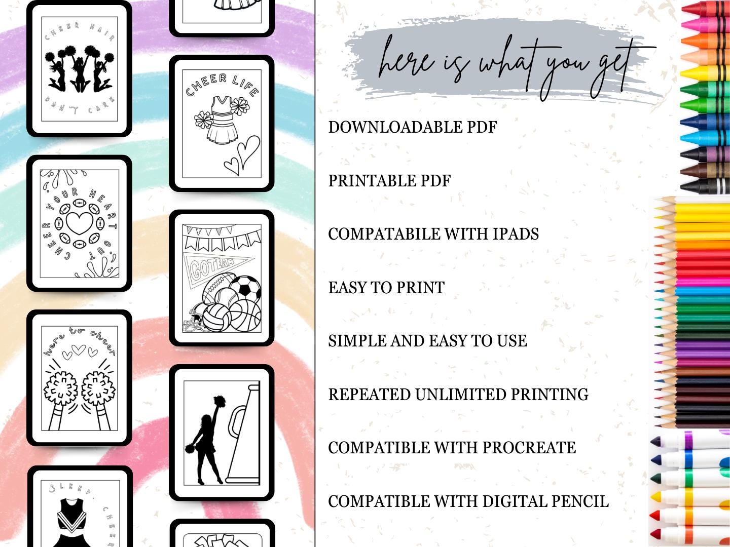 Printable Cheer Cheer Coloring Pages, Cheerleading Printable Sheets PDF, Peprally ...