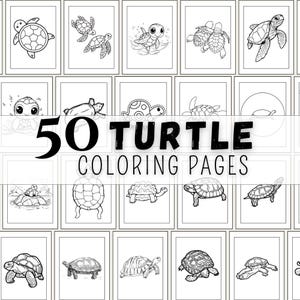 Dibujos de tortugas para colorear para adultos, láminas artísticas para niños, lindas hojas para colorear para adultos, listas para imprimir (PDF)
