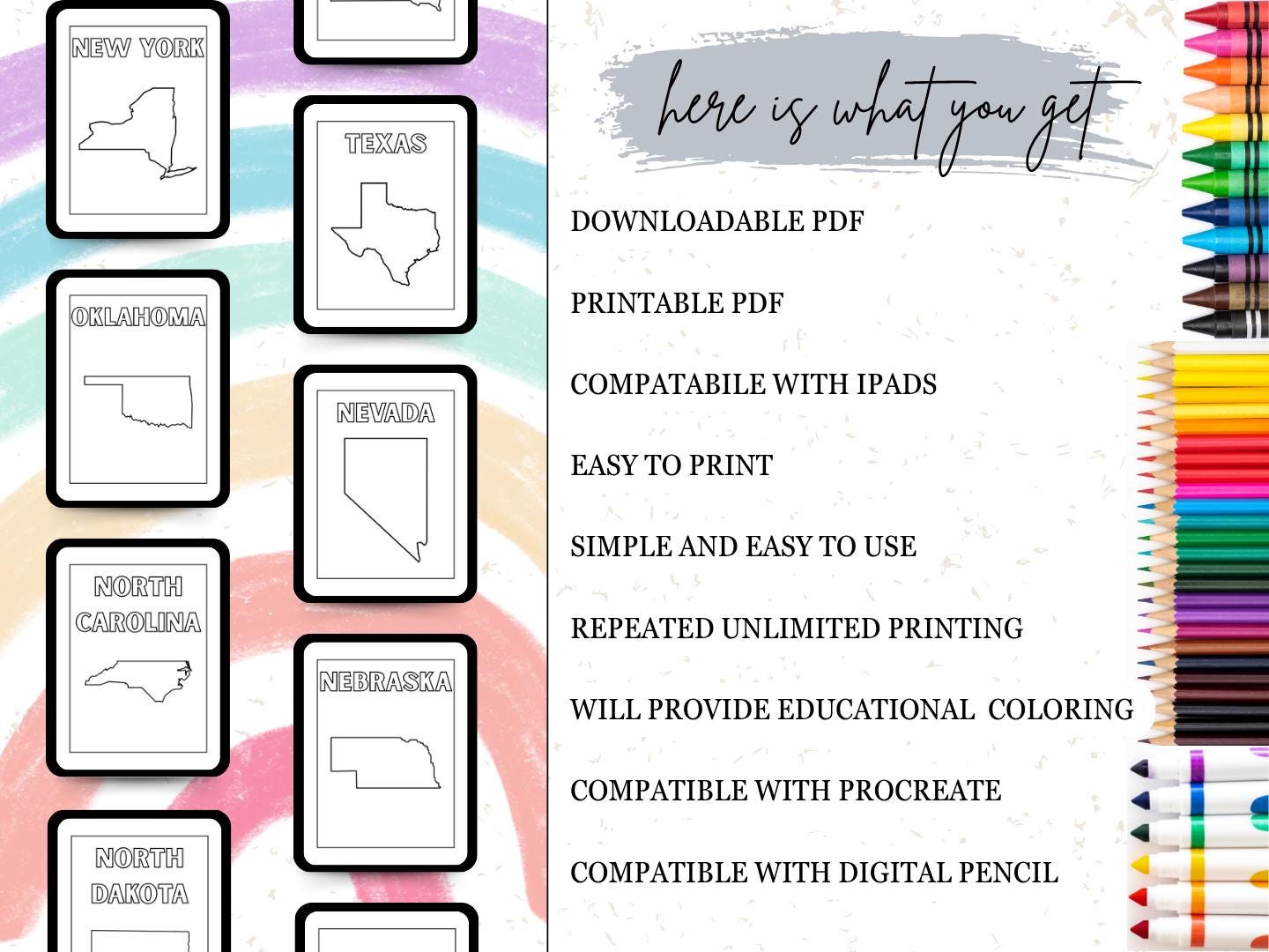 50 States Printable Worksheets, United States Coloring Pages, 50 States ...