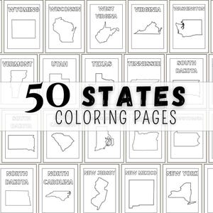 United States Coloring Pages, 50 States Coloring Pages PDF, 50 States Coloring Book for Kids, USA Coloring Sheets, America Coloring Pages