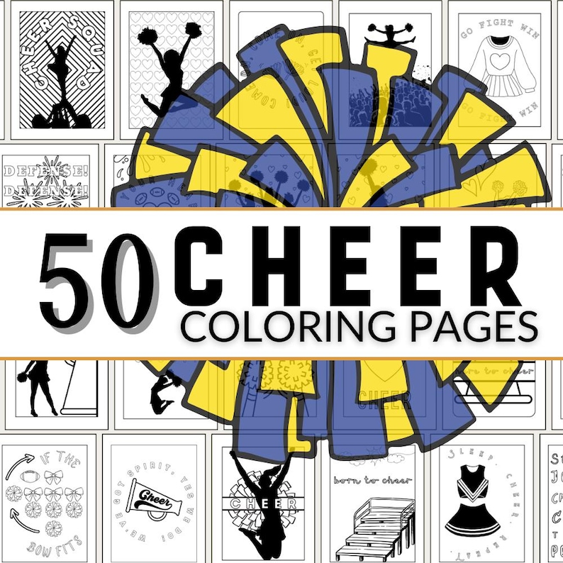 Cheer Coloring Pages, Cheerleading Printable Sheets PDF, Peprally ...