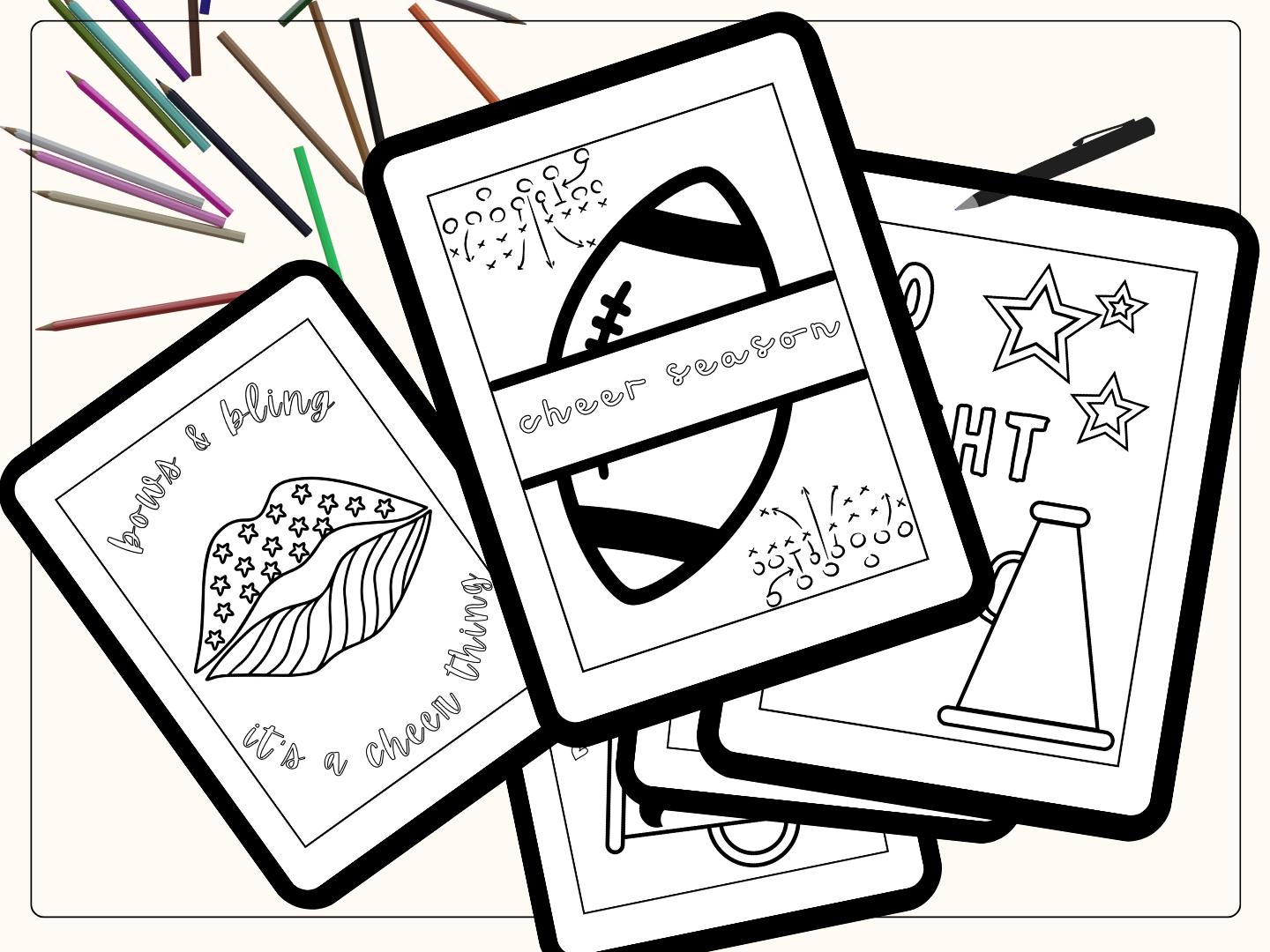 Printable Cheer Cheer Coloring Pages, Cheerleading Printable Sheets PDF, Peprally ...