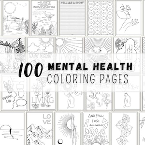 Páginas para colorear sobre salud mental, libro para colorear de arteterapia (PDF), imprimible de mindfulness para adultos, estrategias de relajación y afrontamiento para aliviar el estrés.