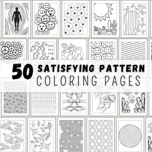Geometrische Malseiten zum Ausdrucken, einfache Muster PDF, lustige süße abstrakte Malseiten für Erwachsene, sofort herunterladen