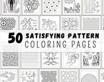 Geometric Coloring Pages Printable, Easy Patterns PDF, Fun Cute Abstract Coloring Pages for Adults, Mindful Art Therapy Instant Download