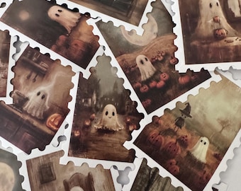 Halloween Ghost stickers pack,  Stamp inspire cute ghost stickers for kindle cases, No duplicates, 5-25pack