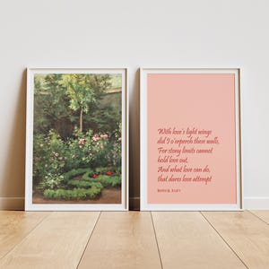 Lot de 2 affiches Roméo et Juliette, oeuvre d'art romantique roseraie, impression William Shakespeare, art mural citation d'amour, décoration littérature anglaise