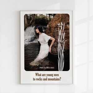¿Qué son los hombres para las rocas y las montañas? Póster de Orgullo y prejuicio, arte de pared con cita de Elizabeth, obra de arte de Jane Austen, decoración de literatura inglesa