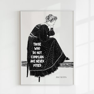 Lámina de quejas y lástima, obra satírica de Jane Austen, póster de Orgullo y prejuicio, arte mural con cita divertida de la Sra. Bennet, decoración literaria inglesa