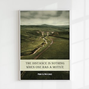 Distância não é nada impressão cênica, arte Orgulho e Preconceito, pôster de Jane Austen, arte de parede rural Literatura inglesa decoração da era da Regência