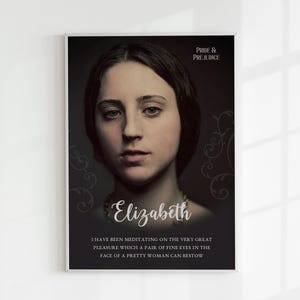 Impresión vintage de ojos finos de Elizabeth Bennet, obra de arte de Orgullo y prejuicio, póster de Jane Austen, arte de pared con cita de la Regencia, decoración de literatura inglesa