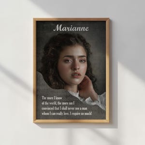 Impresión de "Enamorarse", elegante póster de Marianne Dashwood, obra de Jane Austen, arte de pared con cita "Sentido y sensibilidad", decoración de literatura inglesa