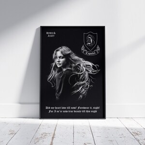 Impresión de verdadera belleza, póster moderno de Julieta Capuleto, obra de arte romántica de William Shakespeare, arte de pared con cita renacentista, decoración de literatura clásica