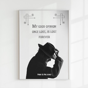 Impresión vintage de buena opinión perdida, póster elegante de Orgullo y prejuicio, obra de arte de Jane Austen, arte de pared con cita de Mr. Darcy, decoración de literatura inglesa