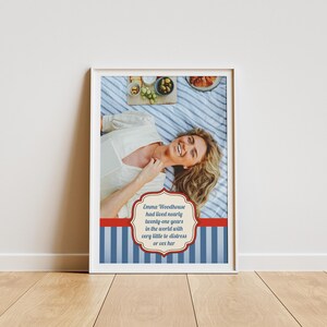 Impresión con muy poco desgaste, póster vibrante de Emma Woodhouse, obra de arte a rayas de Jane Austen, arte de pared con cita de la Regencia, decoración de literatura inglesa