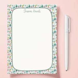 Personalized Notepad with Name Gardener Gift Custom Stationary for Her Birthday Gift for Plant Lover Custom Sticky Note 4 x 6 inch Notepad