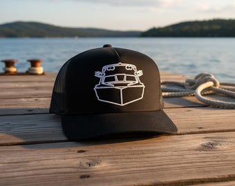 Wake Surf Boat Retro Trucker Hat | Vintage Boating Graphic / Perfect gift for your favorite boater