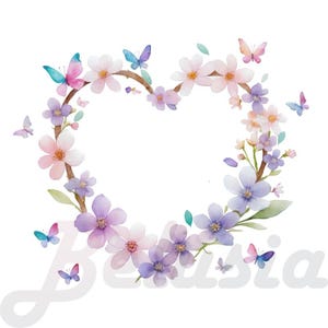Lot de 18 cliparts floraux PNG, aquarelles de fleurs printanières, couronnes de la fête des mères, camion de fleurs romantique, fleurs de papillon, conception d'anniversaire