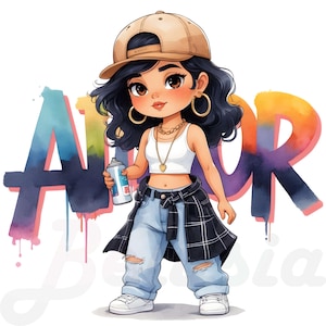 15 PNG Chicana Clipart Bundle, Stylish Latina PNG Girls, Urban Streetwear Digital Art, Cute Latina Aesthetic Clipart, Chicana PNG Set