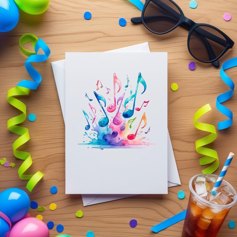 Watercolor Music Notes Clipart: Rainbow Treble Clef Splash Art (PNG ...