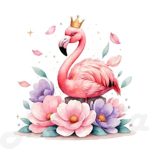 17 Pink Flamingo PNG, Cute & Funny Flamingo Watercolor Clipart, Flamingo Design Art, Transparent Background, Digital Download