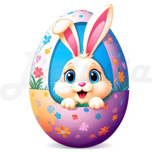 10 PNG mignon lapin de Pâques dans un oeuf floral 3D, téléchargement numérique de haute qualité, fond Transparent, des cliparts de Pâques pour sublimation et travaux manuels