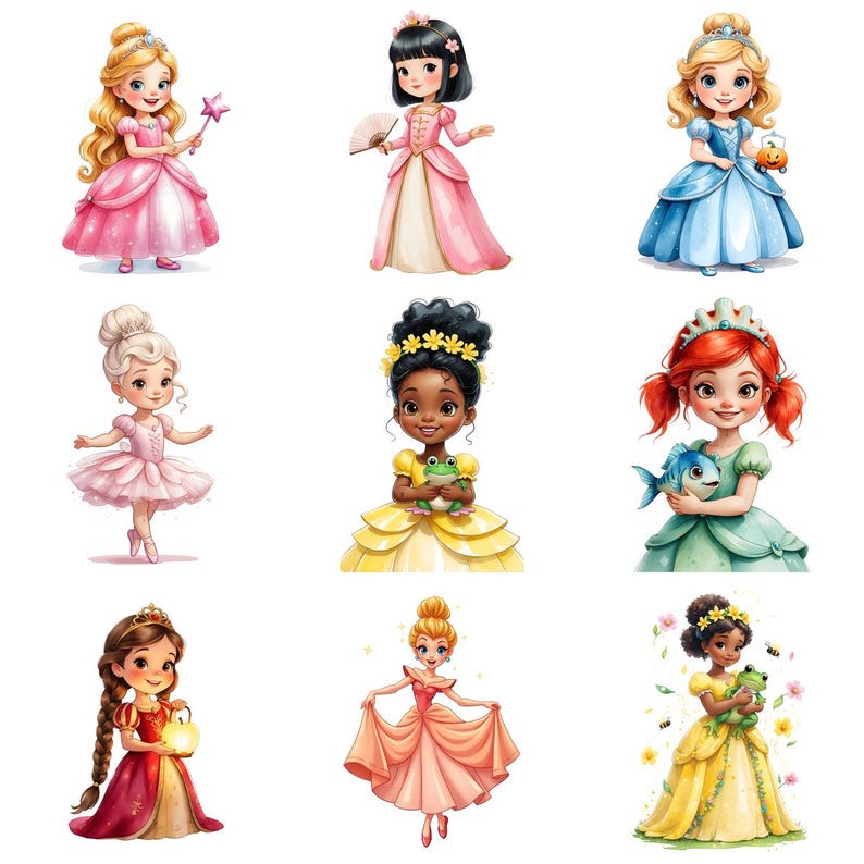 41 PNG Birthday Princess Clipart, Little Princess PNG Bundle, Cute ...