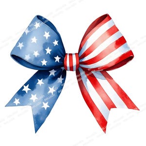 Amerikaanse vlag aquarel strikken clipart 2 png, 4 juli boog png, patriottische rood wit blauwe strik, sublimatie VS voor 4 juli shirt of decor