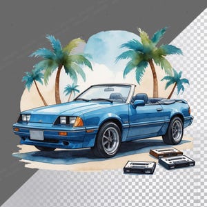 Aquarell Vintage Car Clipart: Retro Fahrzeug PNG Bilder (Instant Download)