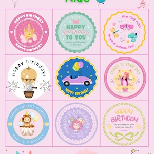 Digital Printable Sticker Sheet Birthday , Happy Birthday Sticker Calendar - Sticker Sheet Planner Sticker, Birthday Sticker