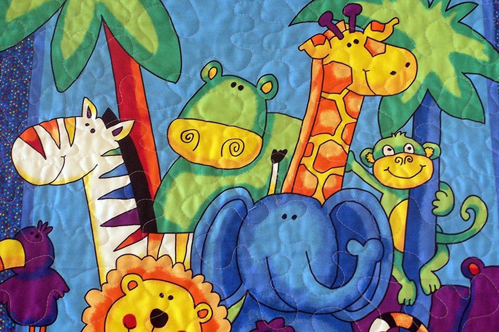 BABY QUILT Colorful Jungle Animals Etsy