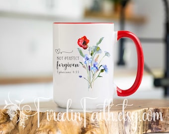 Taza de café cristiana / Versículo bíblico floral, regalo inspirador