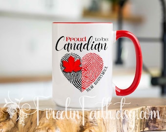 Taza de café canadiense: Orgulloso de ser canadiense / Diseño con ADN de hoja de arce y corazón / Regalo para los amantes de Canadá / Taza de té de cerámica