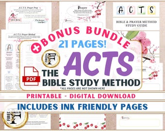 Método de oración ACTS imprimible / Estudio bíblico de la flor de cerezo (PDF)