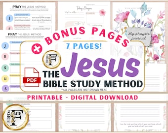 Diario de oración del método de Jesús imprimible / Páginas de oración cristianas / Descarga instantánea en PDF / Herramienta devocional diaria para creyentes nuevos y maduros