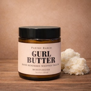 Opgeklopte rundvet | Gurl Butter, met de hand gemaakt, met gras gevoederd, volledig natuurlijke vochtinbrengende crème