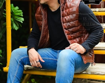 Men's Sheepskin Leather Biker Jacket – Handmade Winter Coat with Removable Hood