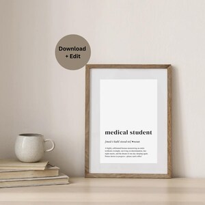 Med student gift, medical student definition print, medical school, medical student poster, medical school gift, medical student decor