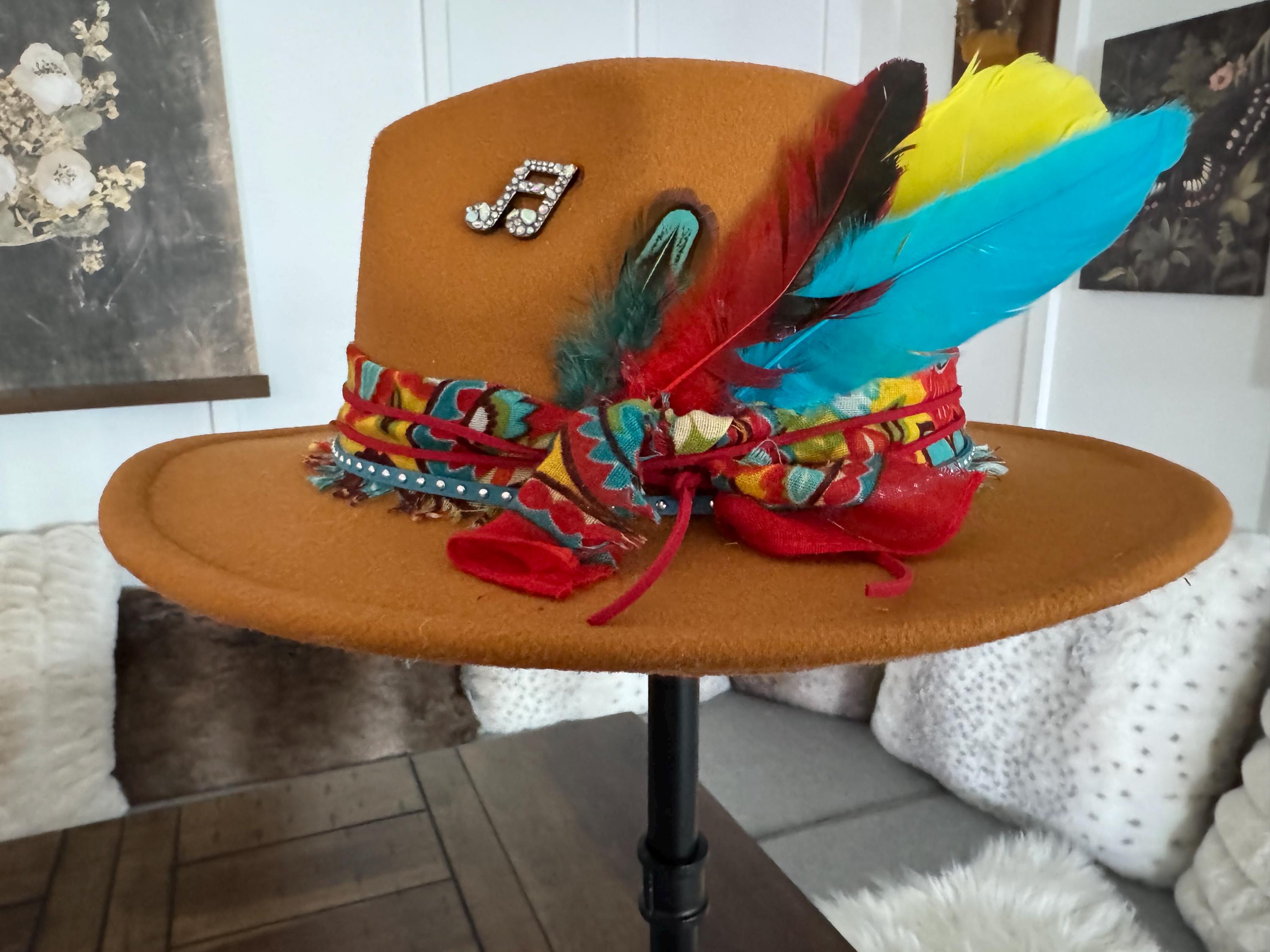 Grinch Custom Cowboy Hat Hand Burned Black Graphic Brim and Red Band The Gamblers Charred Cowboy Burned Hat - Burned Cowboy Hat  main image 2