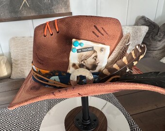 Custom Leopard Print Burned Hat| Wide Brim Fedora| Western  display picture 2