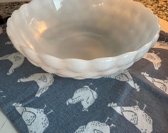 Vintage Anchor Hocking weiße Milchglas Schüssel | Blasenmuster aus weißem Milchglas | Servier Schüssel