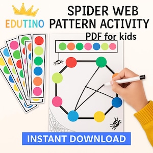 Attività con il modello di ragnatela – Collega i punti per colore / 24 schede attività + modello di ragnatela grande (PDF)