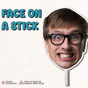 Face Cut Outs- Face Mask | Personalized Photo Face Masks | Face on A Stick Digital File | Photobooth Props | Bachelorette Prop Sticks