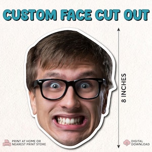 Face Cut Outs- Face Mask | Personalized Photo Face Masks | Face on A Stick Digital File | Photobooth Props | Bachelorette Prop Sticks