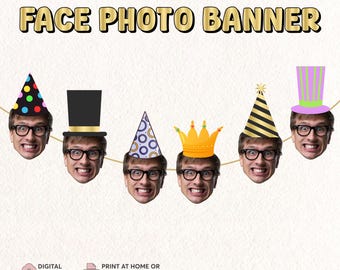 Custom Face Photo Banner | Personalized Birthday Banner | Customized Party Decor | Big face decoration | Retirement party Bachelorette