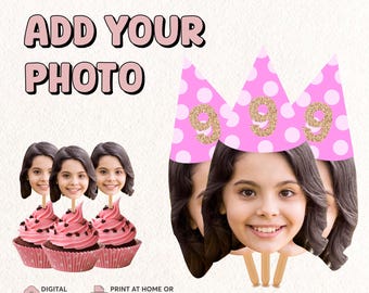 Face on a Stick | Digital Head On A Stick | Printable Big Head Cutout | Cupcake Face Toppers | Funny Party Favors | Personalized Photo Props