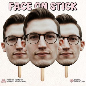 Face Cut Outs- Face Mask | Personalized Photo Face Masks | Face on A Stick Digital File | Photobooth Props | Bachelorette Prop Sticks