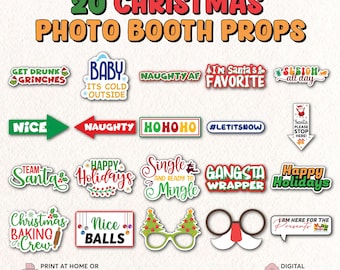 Christmas Party Photo Booth Props | Funny Holiday Selfie Bundle | Printable Christmas Props | Instant Download | Christmas Photobooth Props