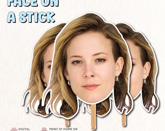 Face on a Stick | Custom Face Fans | Funny Bachelorette Party Favors | Big Head Cutout for DIY Event Props | Bachlorette Fat Head Cut Out